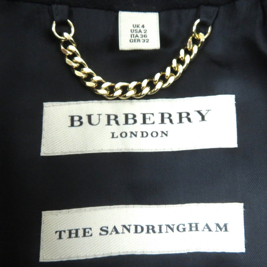 BURBERRY LONDON trench coat Outer: 80% wool, Outer: 20% cashmere, Lining: 100% viscose (rayon), Part: 66% wool, Part: 22% polyamide (nylon) black Women 36 Used Authentic