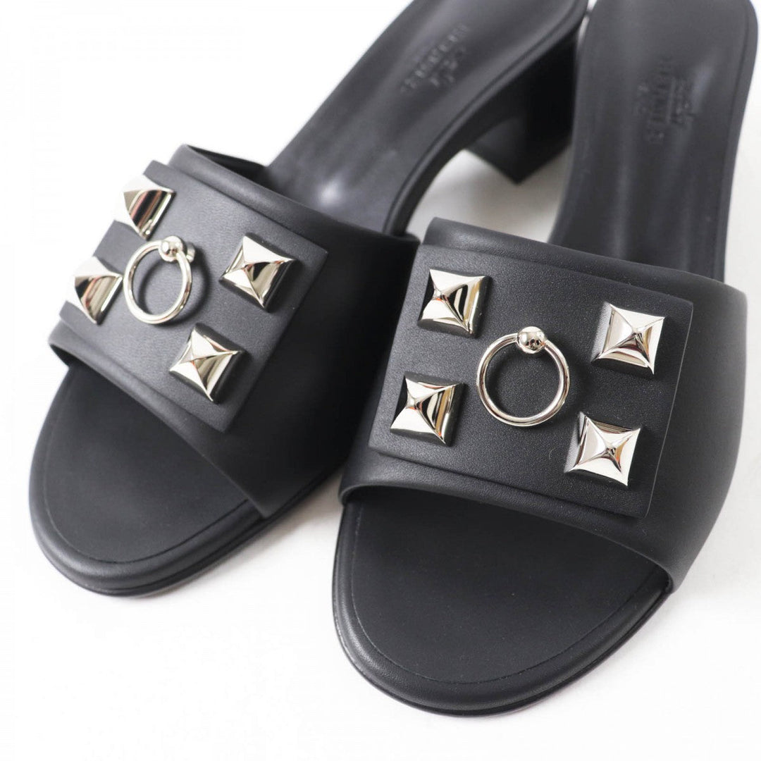 HERMES Sandals Main: Leather black DREAMY Women 37 Used Authentic