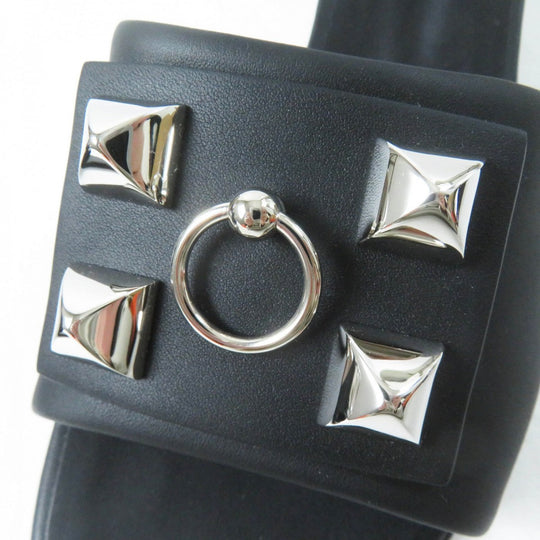 HERMES Sandals Main: Leather black DREAMY Women 37 Used Authentic