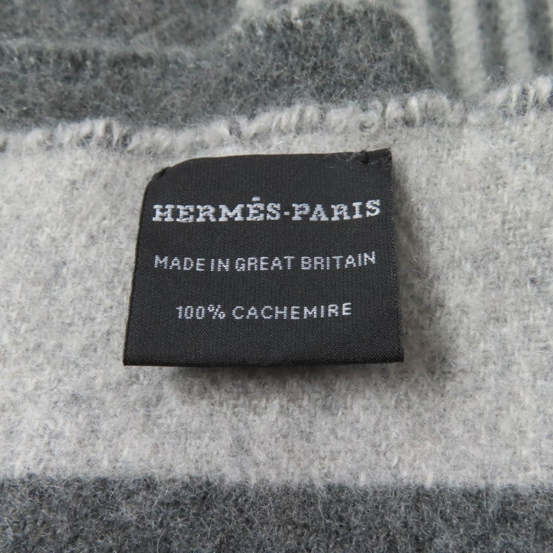 HERMES Scarf Main: 100% cashmere Antogracito / Gris Claire Sangle a Bookle Women Used Authentic