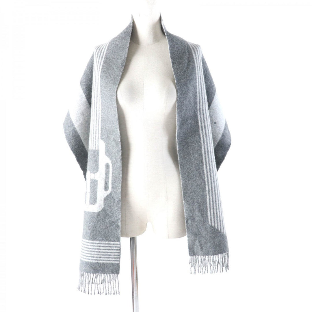 HERMES Scarf Main: 100% cashmere Antogracito / Gris Claire Sangle a Bookle Women Used Authentic