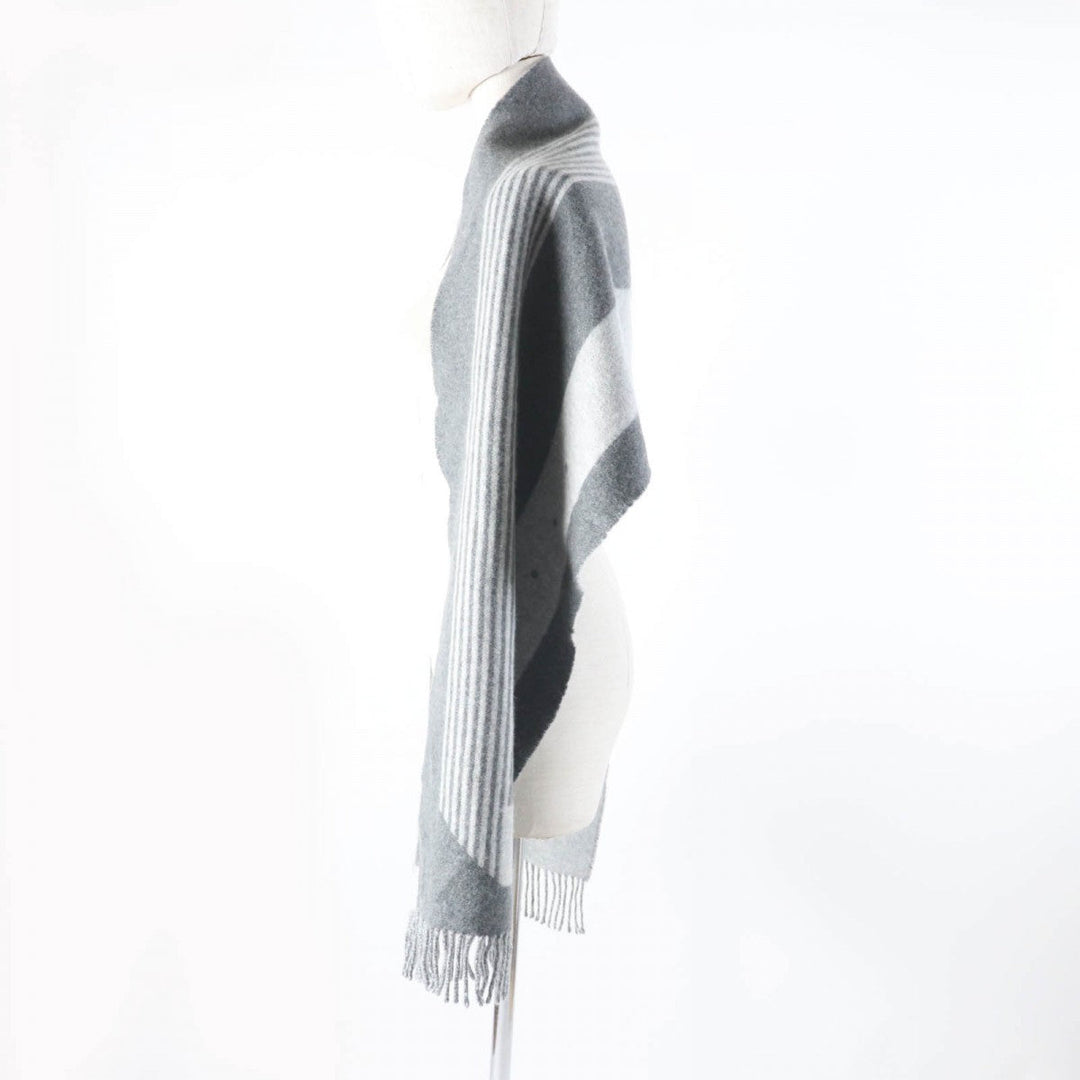 HERMES Scarf Main: 100% cashmere Antogracito / Gris Claire Sangle a Bookle Women Used Authentic