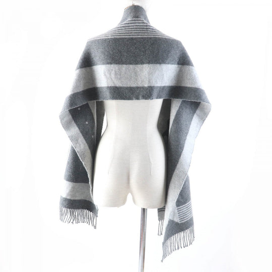 HERMES Scarf Main: 100% cashmere Antogracito / Gris Claire Sangle a Bookle Women Used Authentic