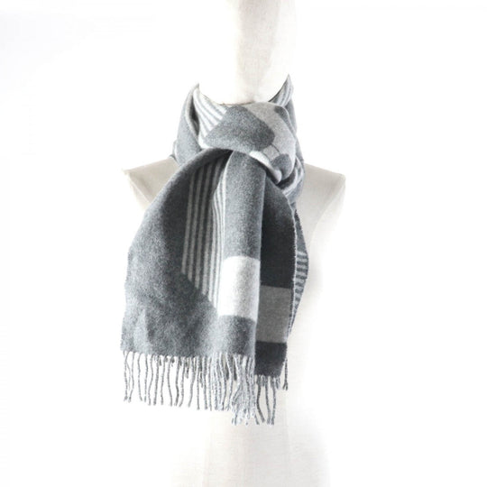 HERMES Scarf Main: 100% cashmere Antogracito / Gris Claire Sangle a Bookle Women Used Authentic