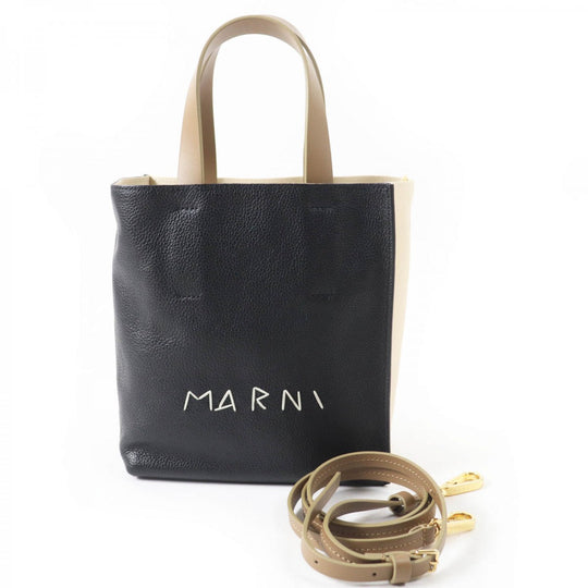 MARNI Shoulder Bag SHMP0040L3P6533 leather black brown beige Museo