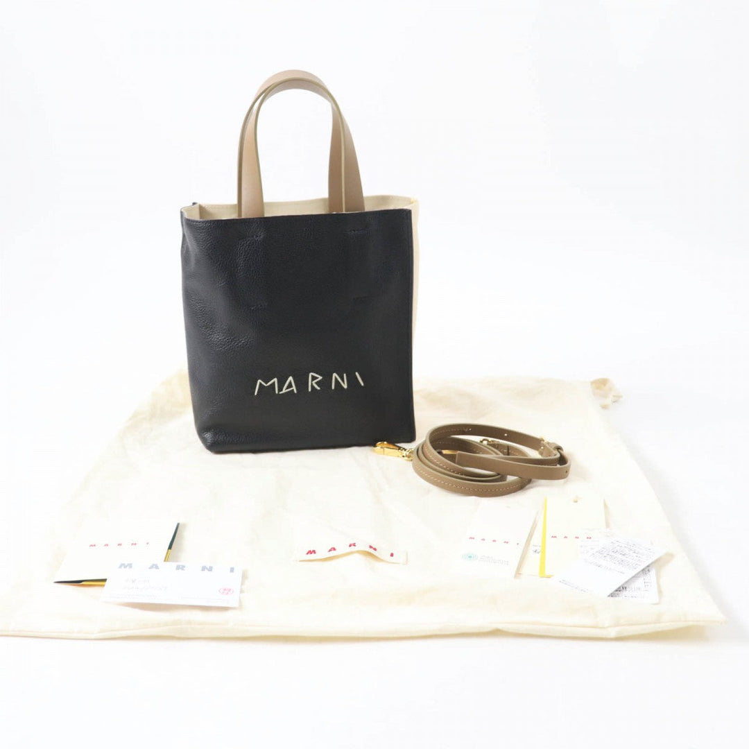 MARNI Shoulder Bag SHMP0040L3P6533 leather black brown beige Museo