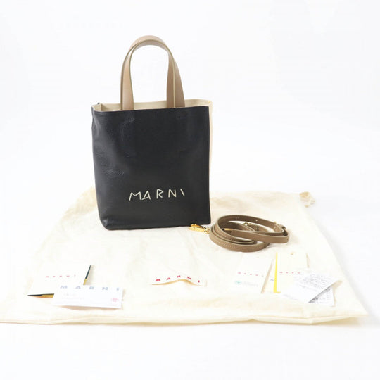 MARNI Shoulder Bag SHMP0040L3P6533 leather black brown beige Museo