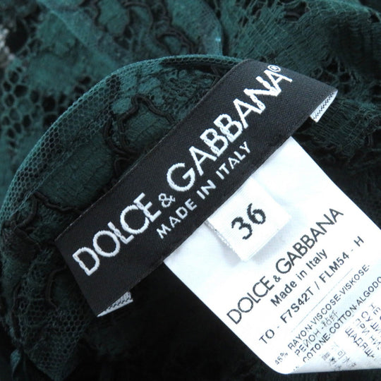 DOLCE&GABBANA Cut Main: 45% rayon, Main: 40% cotton, Main: 10% viscose, Main: 5% nylon, Lining: 76% silk green Women 36 Used Authentic