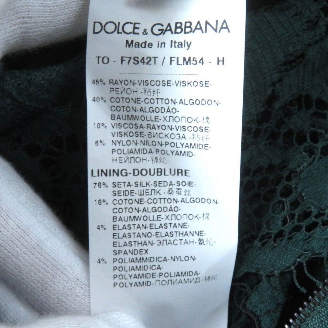 DOLCE&GABBANA Cut Main: 45% rayon, Main: 40% cotton, Main: 10% viscose, Main: 5% nylon, Lining: 76% silk green Women 36 Used Authentic