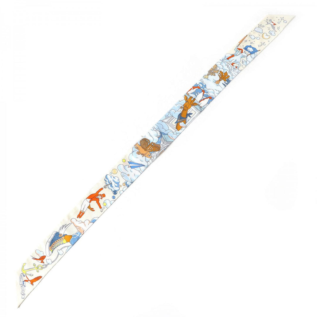 HERMES scarf 063900S silk multicolor Twilly SUR MON NUAGE my clouds