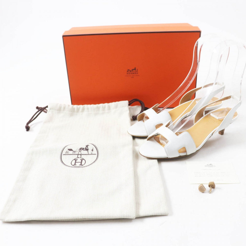 HERMES Sandals Main: Leather white Night Women 34.5 Used Authentic