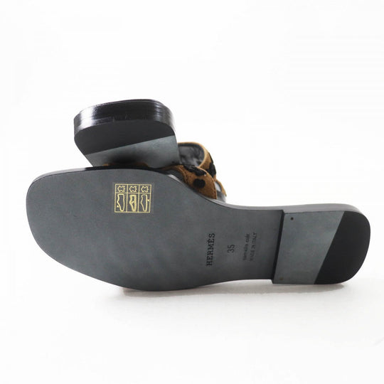 HERMES Sandals Main: Chevre Verois Tufte Brown black Oran Women 35 Used Authentic
