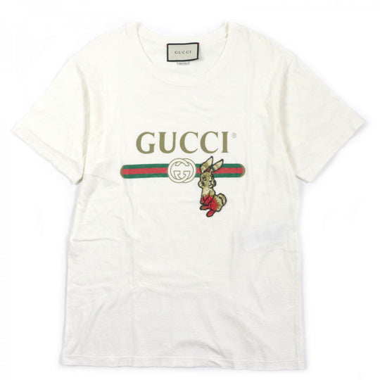 GUCCI Short sleeve T-shirt 493117 Main: 100% cotton, part: 100% linen, part: 100% silk, part: 100% polyester, part: 100% glass fiber white mens S Used Authentic