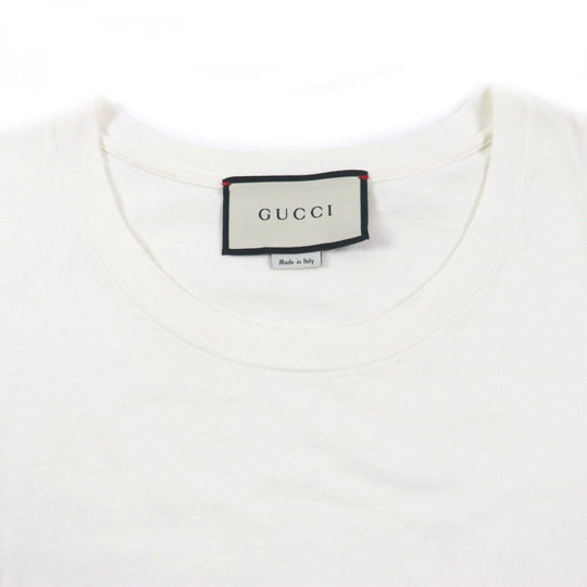 GUCCI Short sleeve T-shirt 493117 Main: 100% cotton, part: 100% linen, part: 100% silk, part: 100% polyester, part: 100% glass fiber white mens S Used Authentic