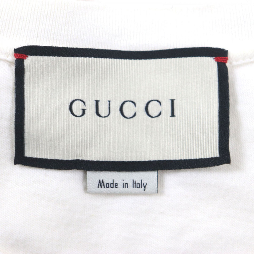 GUCCI Short sleeve T-shirt 493117 Main: 100% cotton, part: 100% linen, part: 100% silk, part: 100% polyester, part: 100% glass fiber white mens S Used Authentic