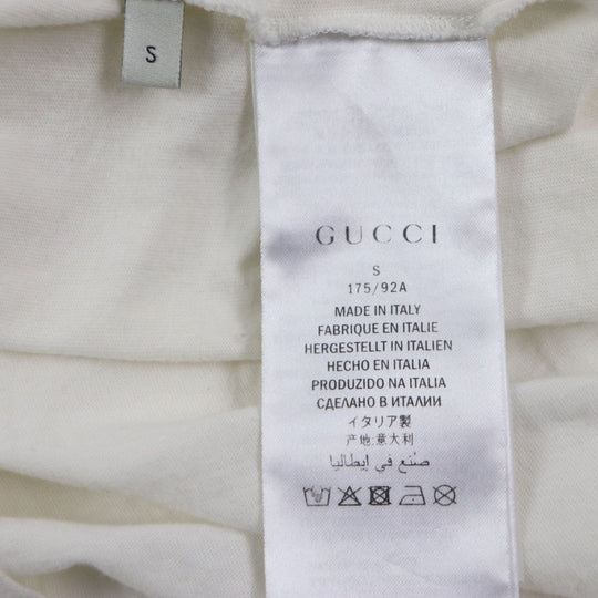 GUCCI Short sleeve T-shirt 493117 Main: 100% cotton, part: 100% linen, part: 100% silk, part: 100% polyester, part: 100% glass fiber white mens S Used Authentic