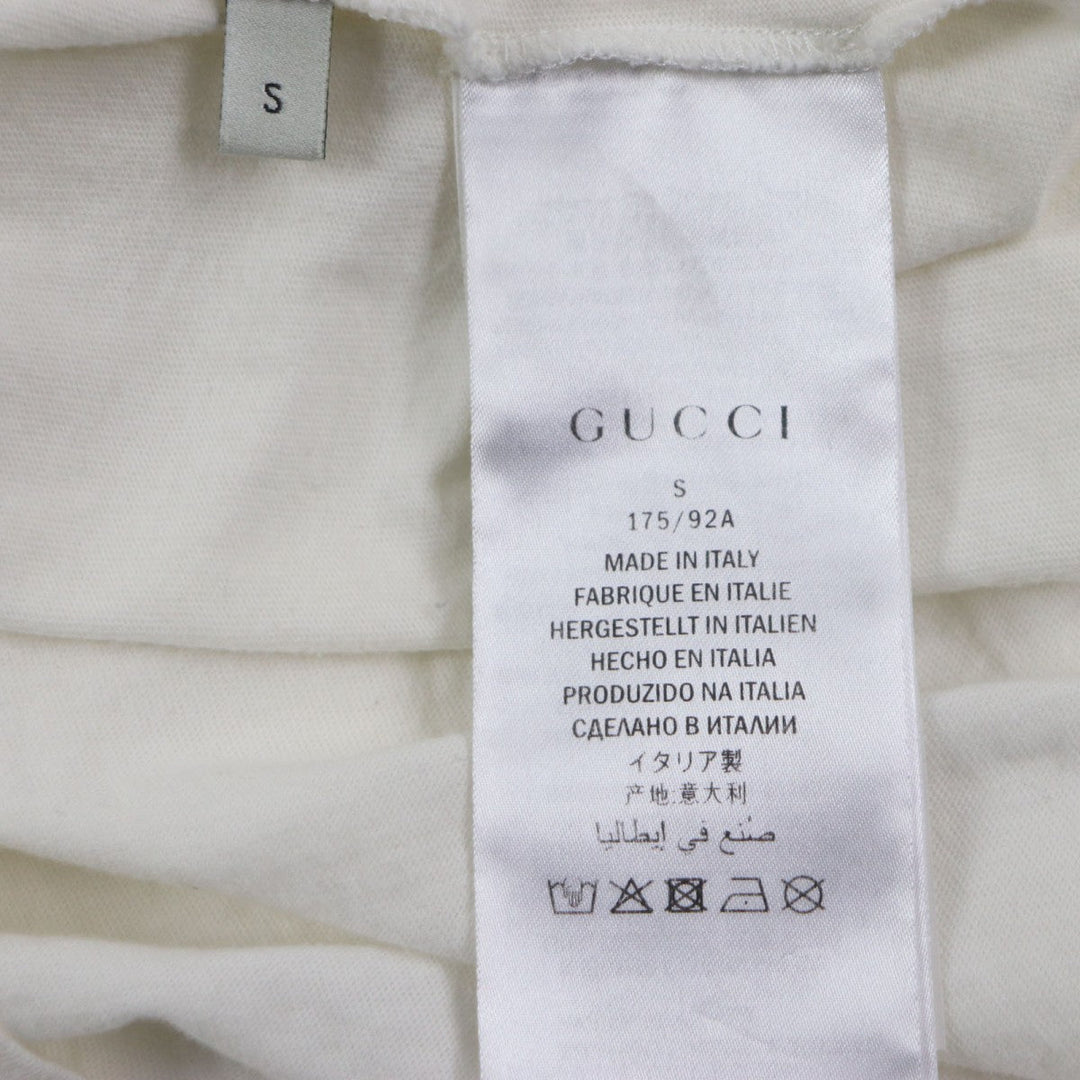 GUCCI Short sleeve T-shirt 493117 Main: 100% cotton, part: 100% linen, part: 100% silk, part: 100% polyester, part: 100% glass fiber white mens S Used Authentic