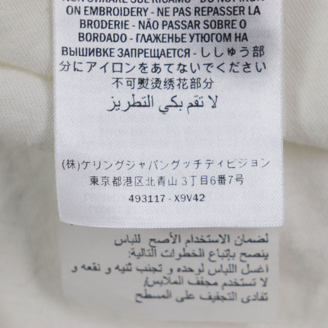 GUCCI Short sleeve T-shirt 493117 Main: 100% cotton, part: 100% linen, part: 100% silk, part: 100% polyester, part: 100% glass fiber white mens S Used Authentic