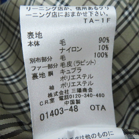 BURBERRY BLUE LABEL pea coat E1B04-491-40 Outer: 90% wool, Outer: 10% nylon, Part: 100% wool, Fur: rabbit, Lining: cupra beige Women 36 Used Authentic