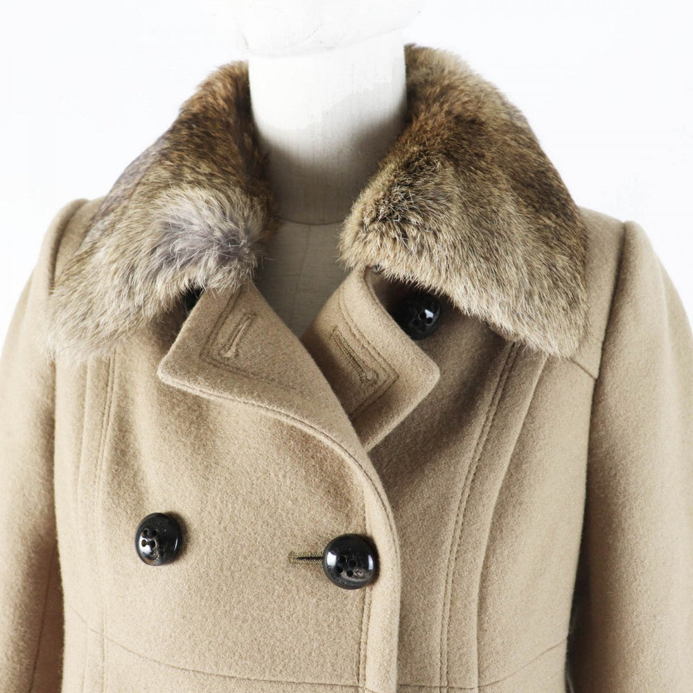 BURBERRY BLUE LABEL pea coat E1B04-491-40 Outer: 90% wool, Outer: 10% nylon, Part: 100% wool, Fur: rabbit, Lining: cupra beige Women 36 Used Authentic