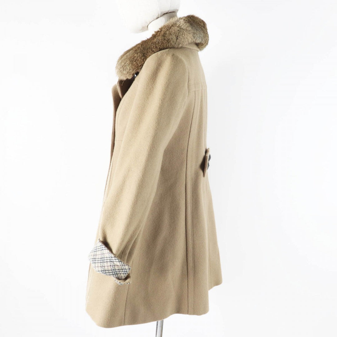 BURBERRY BLUE LABEL pea coat E1B04-491-40 Outer: 90% wool, Outer: 10% nylon, Part: 100% wool, Fur: rabbit, Lining: cupra beige Women 36 Used Authentic