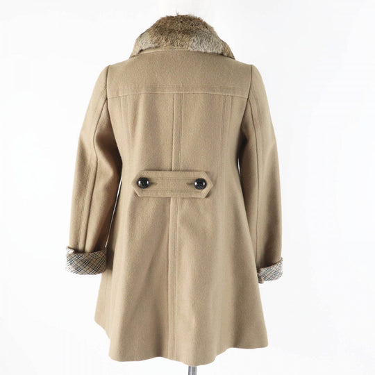 BURBERRY BLUE LABEL pea coat E1B04-491-40 Outer: 90% wool, Outer: 10% nylon, Part: 100% wool, Fur: rabbit, Lining: cupra beige Women 36 Used Authentic