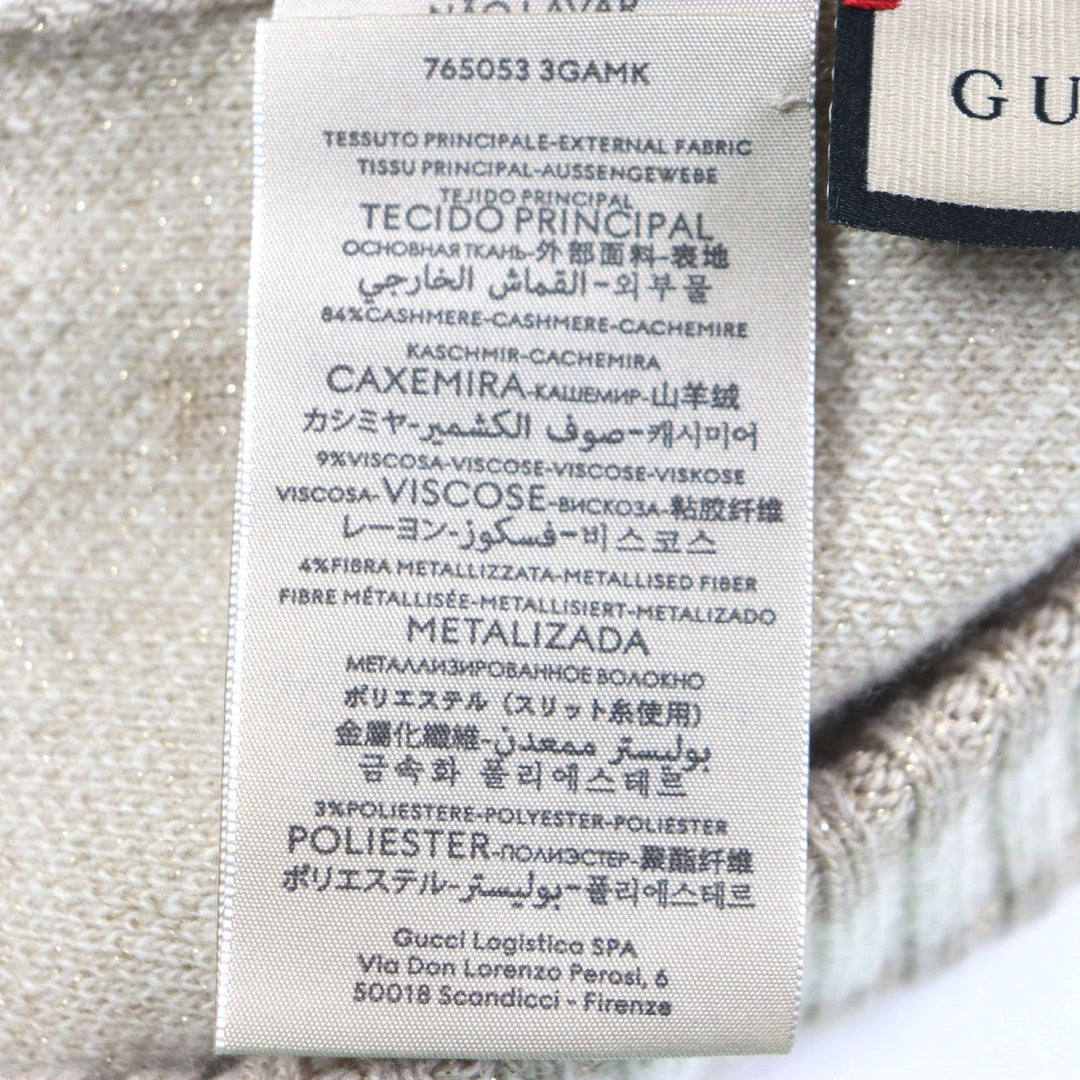 GUCCI Knit cap 765053 Main: 84% cashmere, Main: 9% rayon, Main: 4% polyester, Main: 3% polyester camel white GG Cashmere Jacquard Cap mens M Used Authentic