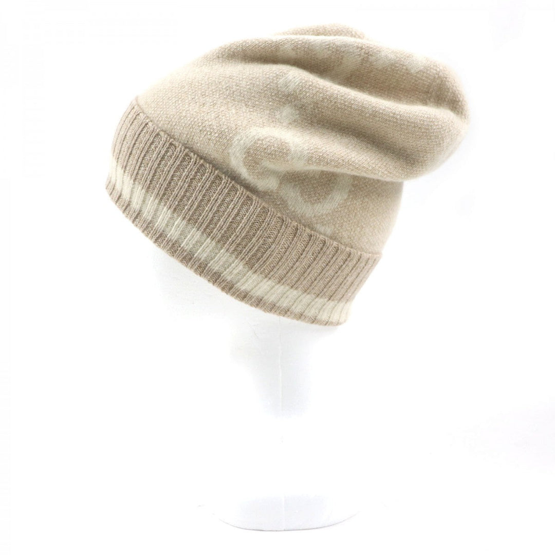 GUCCI Knit cap 765053 Main: 84% cashmere, Main: 9% rayon, Main: 4% polyester, Main: 3% polyester camel white GG Cashmere Jacquard Cap mens M Used Authentic