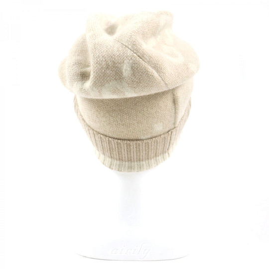 GUCCI Knit cap 765053 Main: 84% cashmere, Main: 9% rayon, Main: 4% polyester, Main: 3% polyester camel white GG Cashmere Jacquard Cap mens M Used Authentic