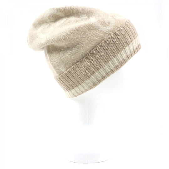 GUCCI Knit cap 765053 Main: 84% cashmere, Main: 9% rayon, Main: 4% polyester, Main: 3% polyester camel white GG Cashmere Jacquard Cap mens M Used Authentic