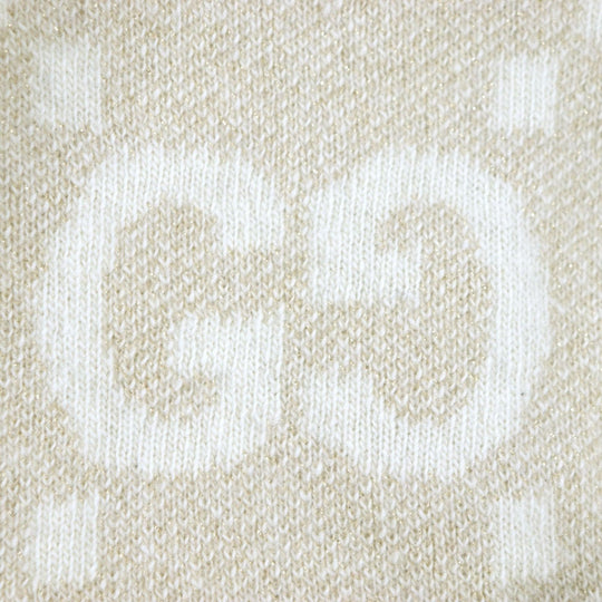 GUCCI Knit cap 765053 Main: 84% cashmere, Main: 9% rayon, Main: 4% polyester, Main: 3% polyester camel white GG Cashmere Jacquard Cap mens M Used Authentic