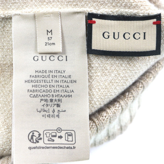 GUCCI Knit cap 765053 Main: 84% cashmere, Main: 9% rayon, Main: 4% polyester, Main: 3% polyester camel white GG Cashmere Jacquard Cap mens M Used Authentic