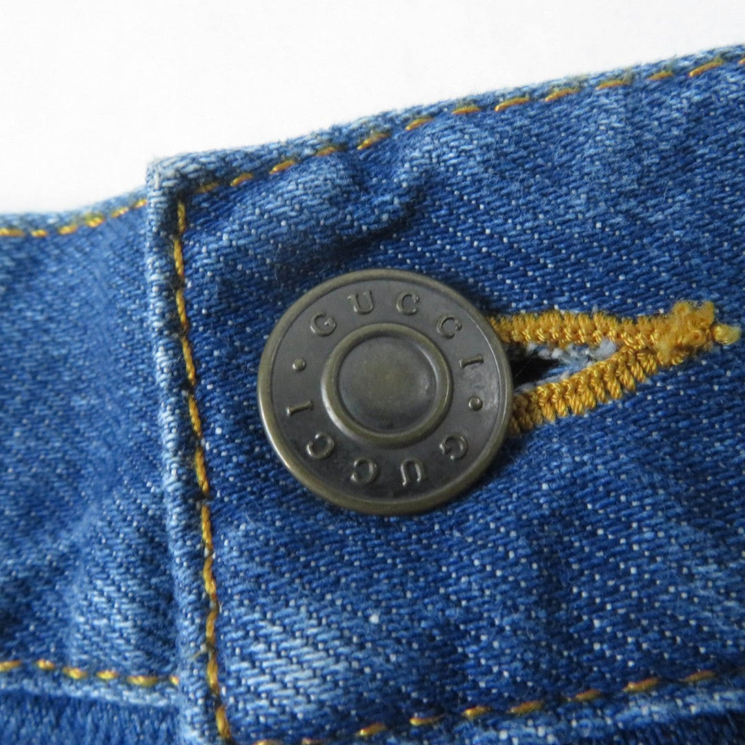 GUCCI Mini skirt 456973 Main: 100% cotton, some: acrylic, some: polyester, some: wool Indigo Women 42 Used Authentic