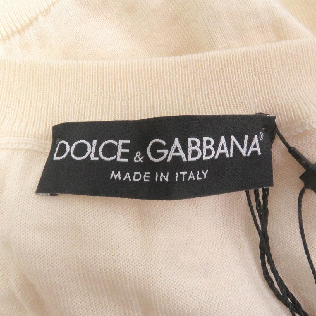 DOLCE&GABBANA knit Main: 100% cashmere Ivory mens 48 Used Authentic