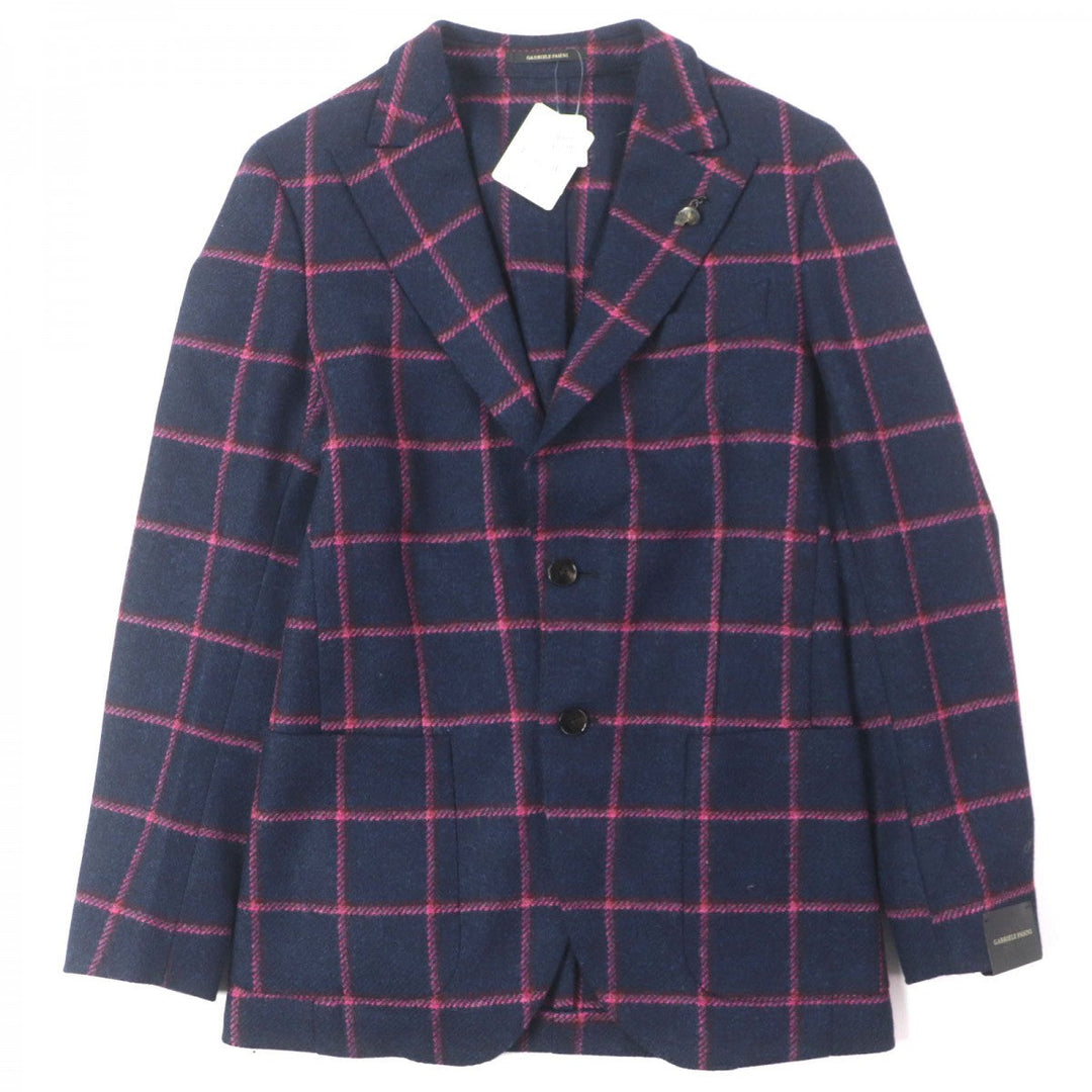 Gabriele Pasini tailored jacket 2739 22546 Outer: 100% virgin wool, Lining: 100% rayon Navy pink mens 44 Used Authentic