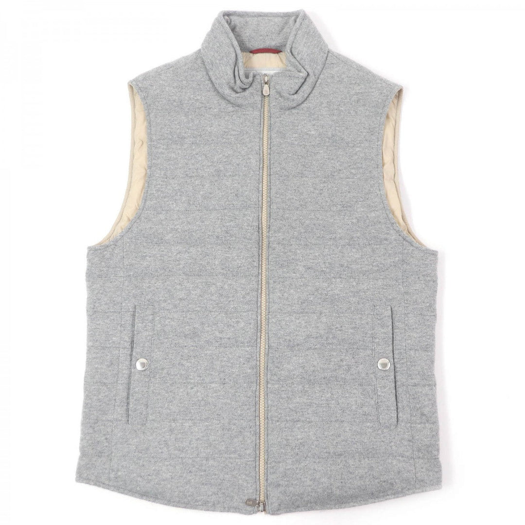 Brunello Cucinelli Down vest cashmere, nylon gray mens 44 Used Authentic