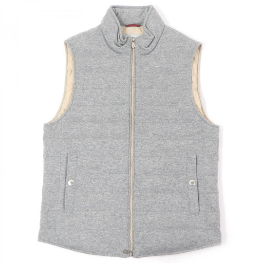 Brunello Cucinelli Down vest cashmere, nylon gray mens 44 Used Authentic