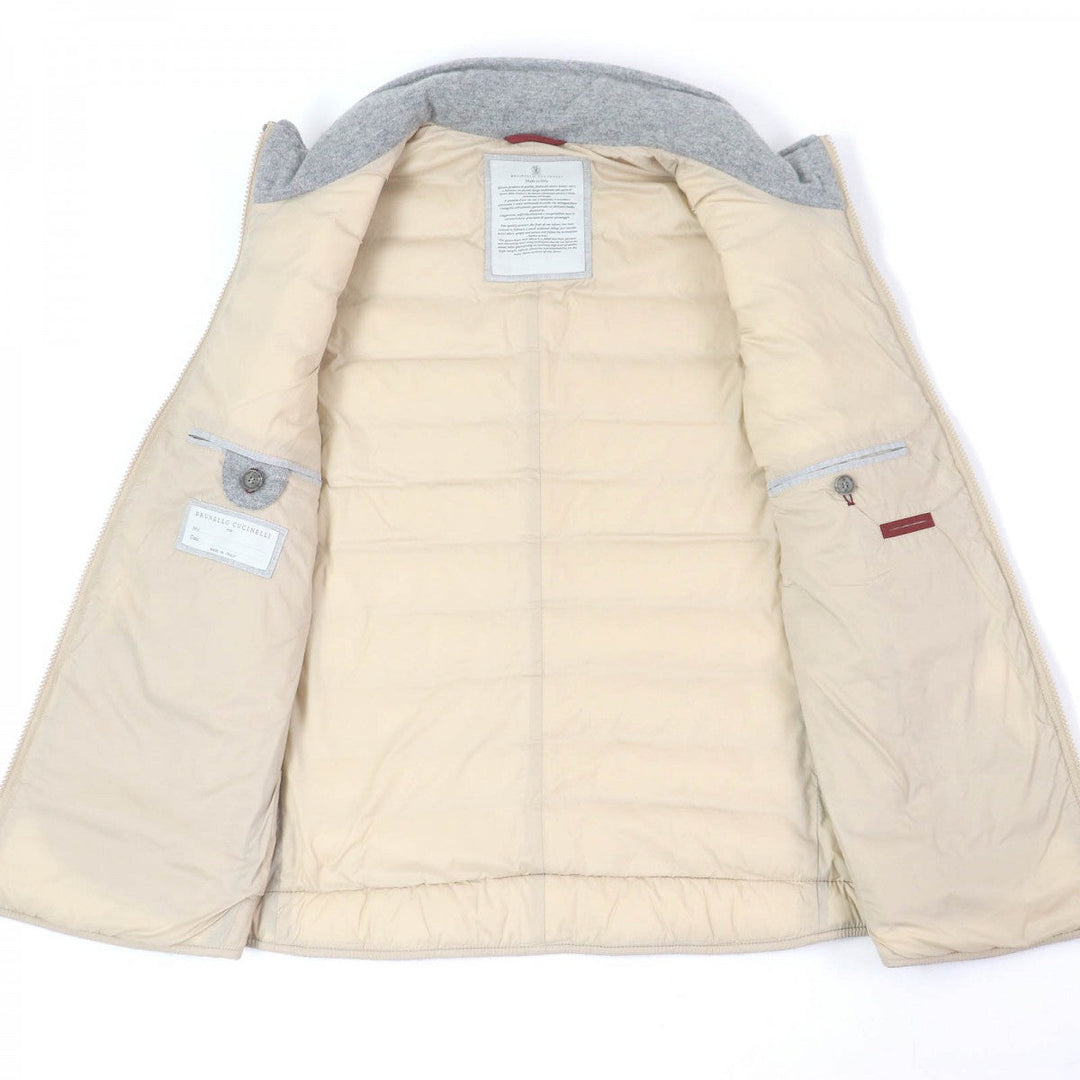 Brunello Cucinelli Down vest cashmere, nylon gray mens 44 Used Authentic