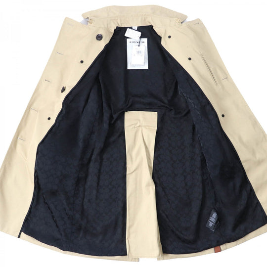 COACH trench coat C9042 Main: 71% cotton, Main: 29% polyester, Lining: 100% polyester, Lining: 100% cupra, Leather part: cowhide Light khaki Women S Used Authentic