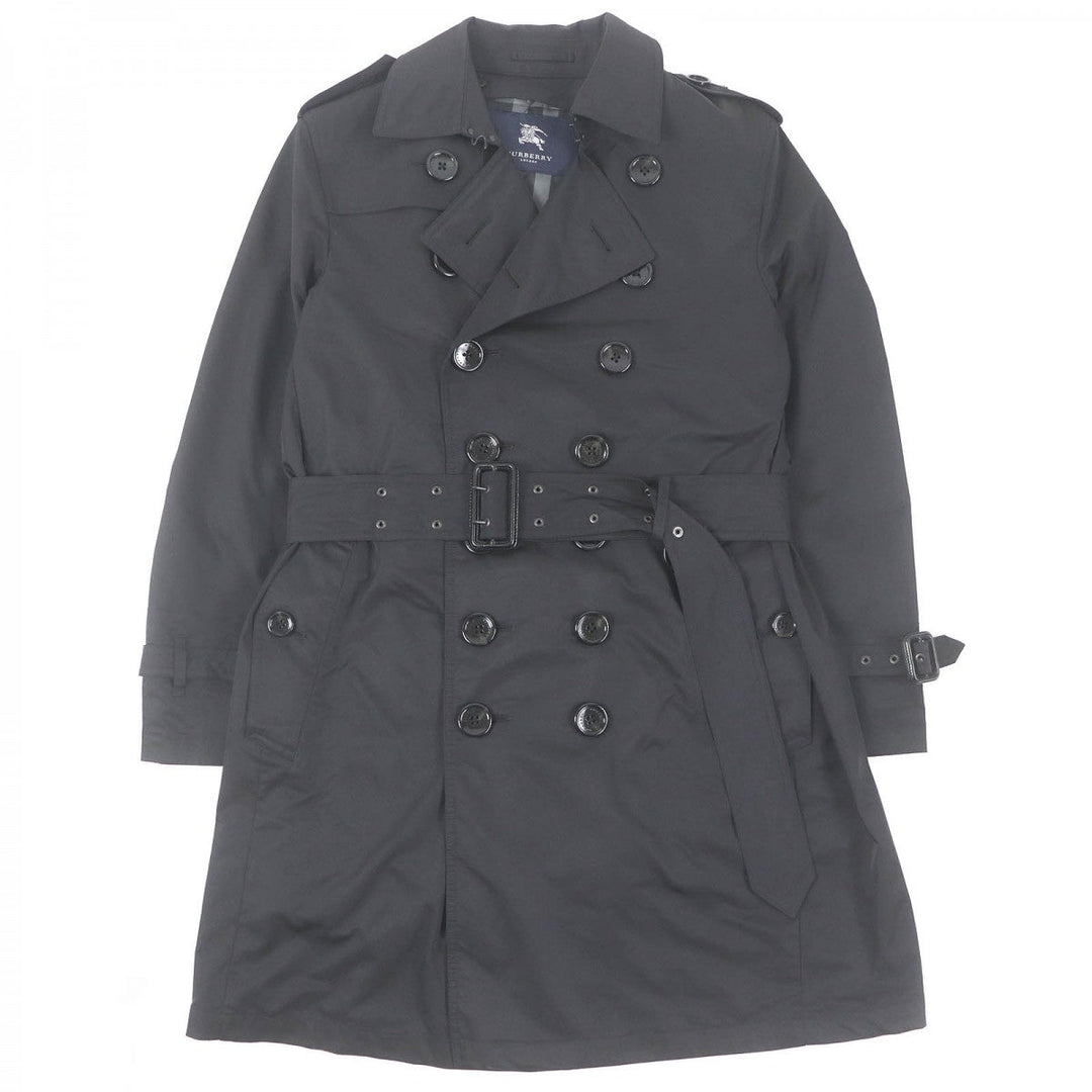BURBERRY LONDON trench coat Outer material: 53% nylon, Outer material: 47% polyester, Lining: cupra, Lining: polyester, Leather part: cowhide black mens M Used Authentic