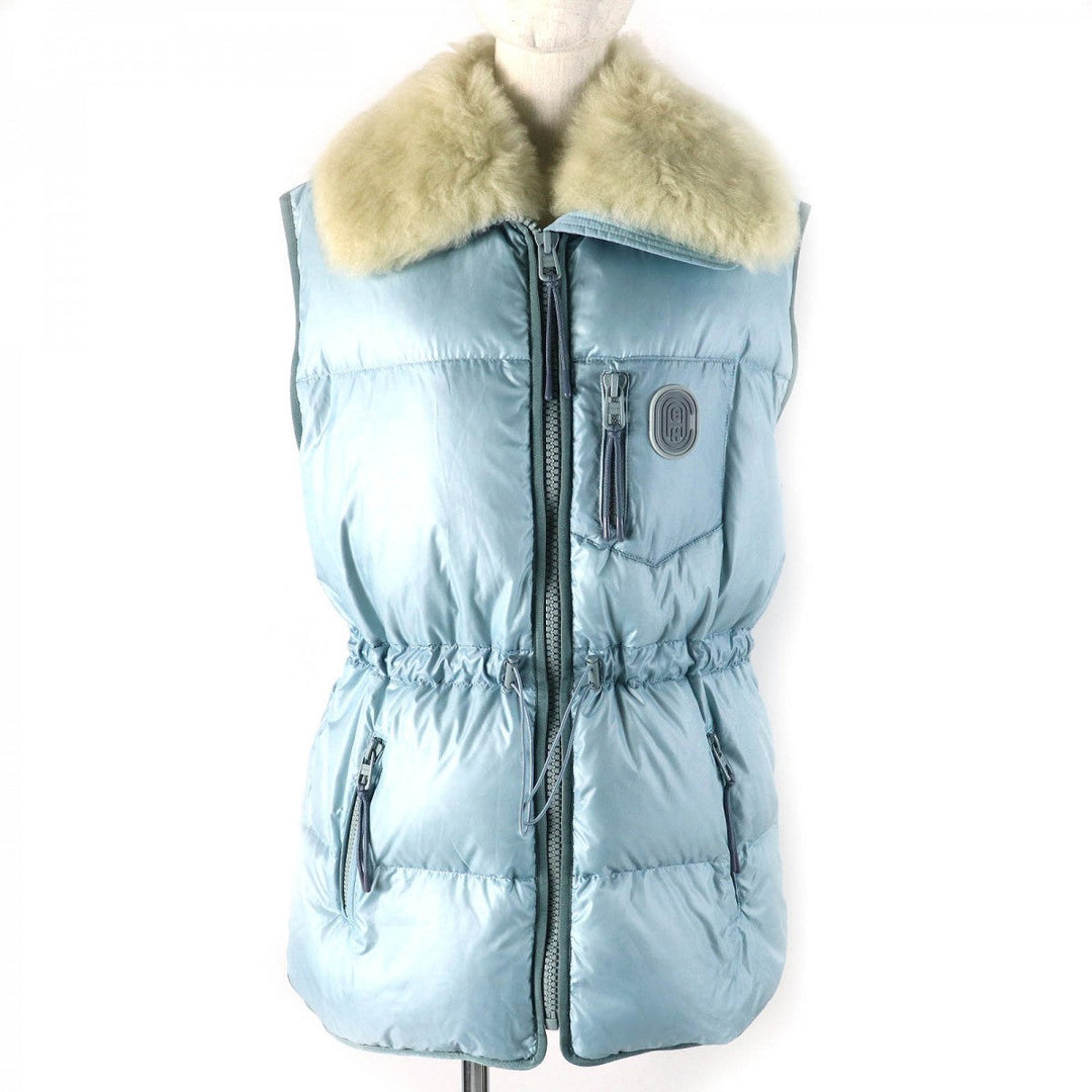 COACH Down vest 88397 Main: 100% polyester, Lining: 100% polyester, Fur: Lamb fur, Filling: 90% down, Filling: 10% feather Light blue Women 4 Used Authentic