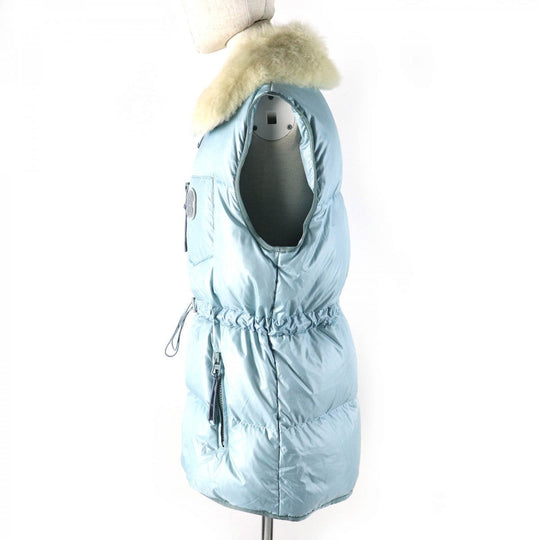 COACH Down vest 88397 Main: 100% polyester, Lining: 100% polyester, Fur: Lamb fur, Filling: 90% down, Filling: 10% feather Light blue Women 4 Used Authentic