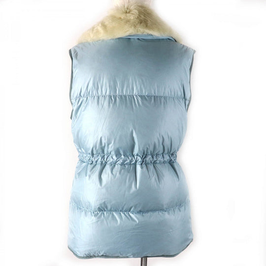 COACH Down vest 88397 Main: 100% polyester, Lining: 100% polyester, Fur: Lamb fur, Filling: 90% down, Filling: 10% feather Light blue Women 4 Used Authentic