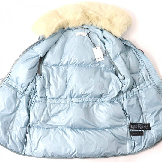 COACH Down vest 88397 Main: 100% polyester, Lining: 100% polyester, Fur: Lamb fur, Filling: 90% down, Filling: 10% feather Light blue Women 4 Used Authentic