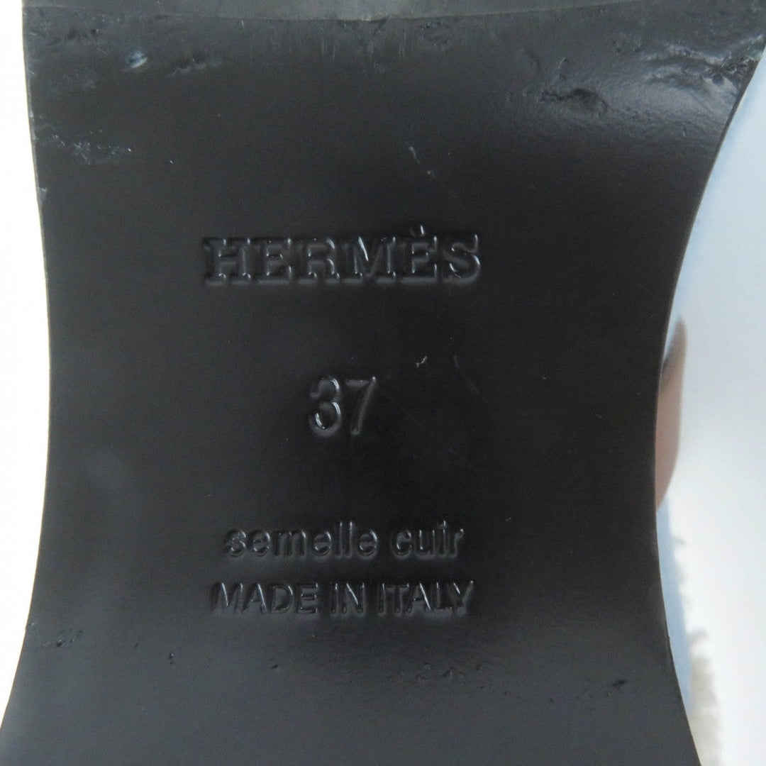 HERMES Sandals denim Indigo Carlotta Women 37 Used Authentic