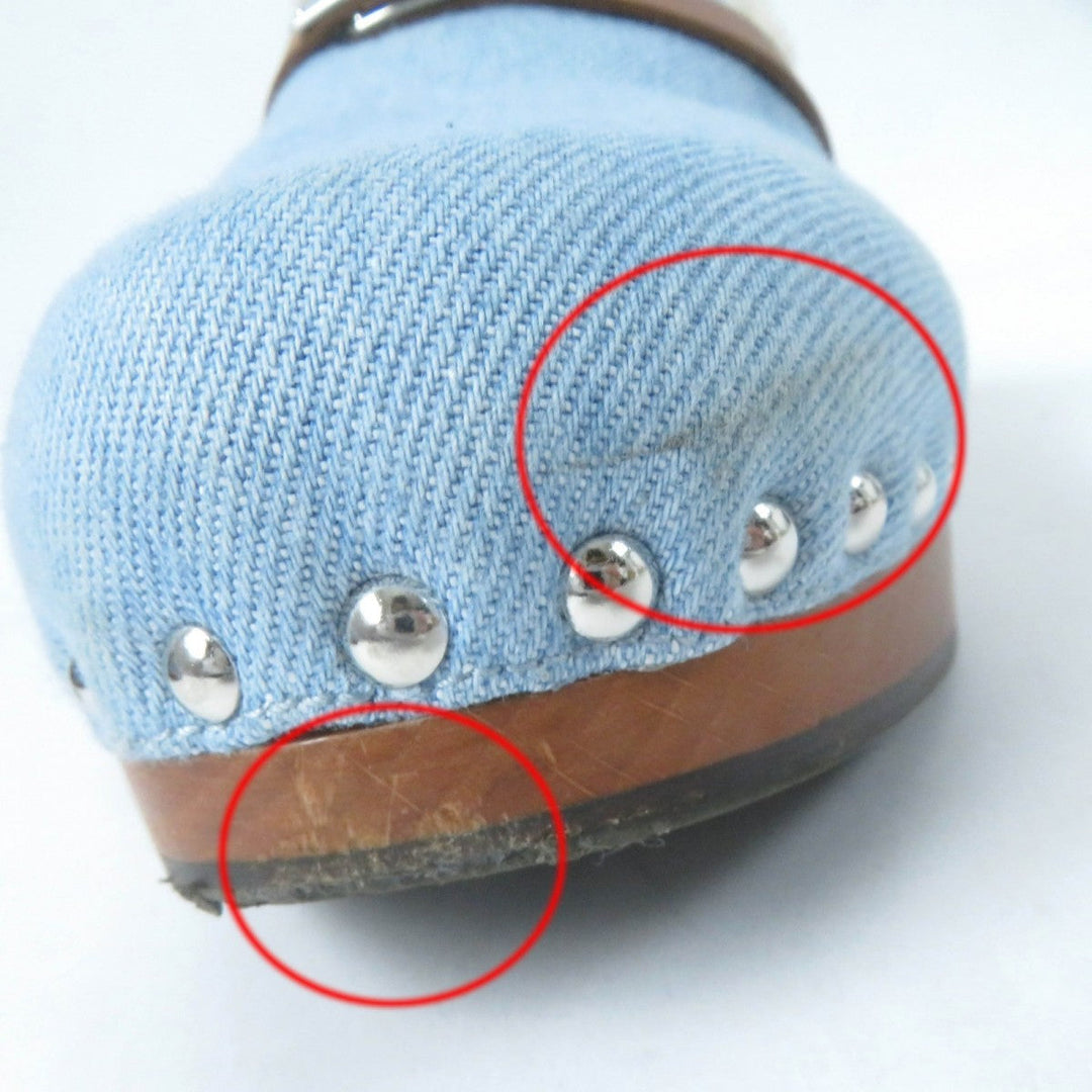 HERMES Sandals denim Indigo Carlotta Women 37 Used Authentic