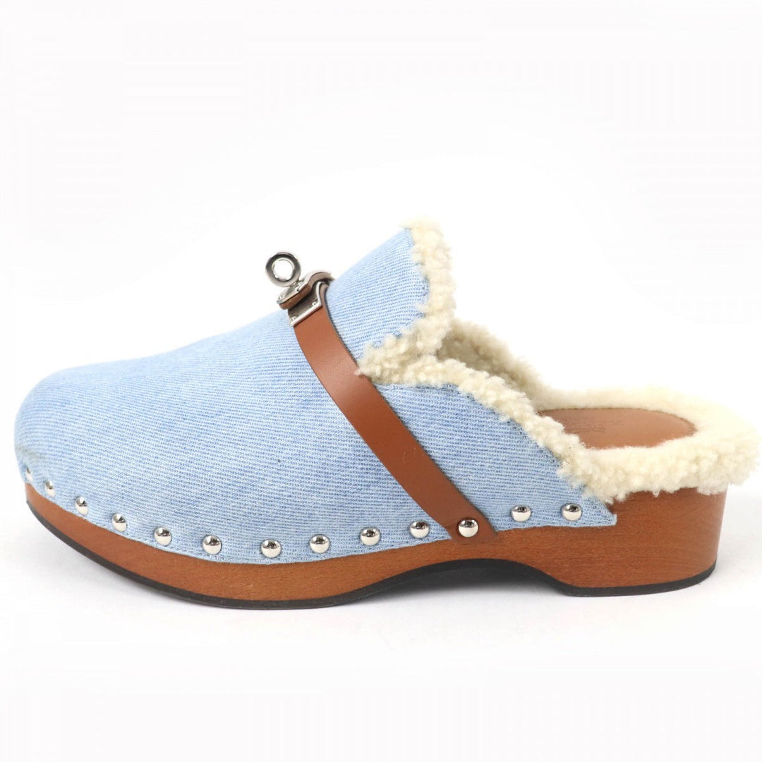 HERMES Sandals denim Indigo Carlotta Women 37 Used Authentic