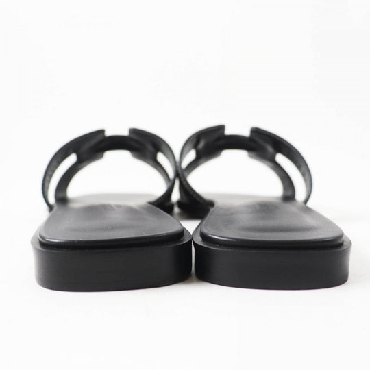 HERMES Sandals Main: Leather black Oran Women 37 Used Authentic