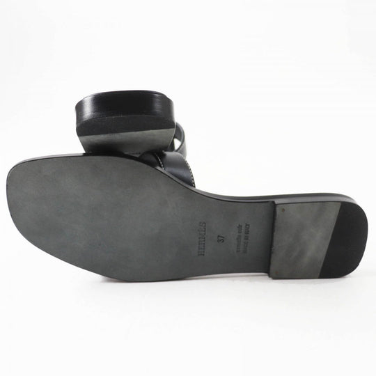 HERMES Sandals Main: Leather black Oran Women 37 Used Authentic