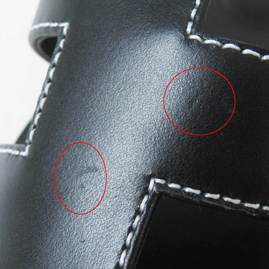 HERMES Sandals Main: Leather black Oran Women 37 Used Authentic